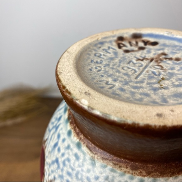 West Germany Pottery Vase, Floral Design, Mid Century Modern Pottery - Picture 10 of 10